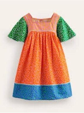 Mini Boden Broderie Butterflies Color Block 100% Cotton Dress Size 11-12 yrs